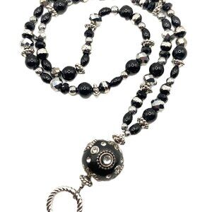 Black and Silver, Multi Bead Design, Handmade Beaded Eyeglass Sunglass Chain